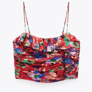 ZARA Floral Red Women's Top